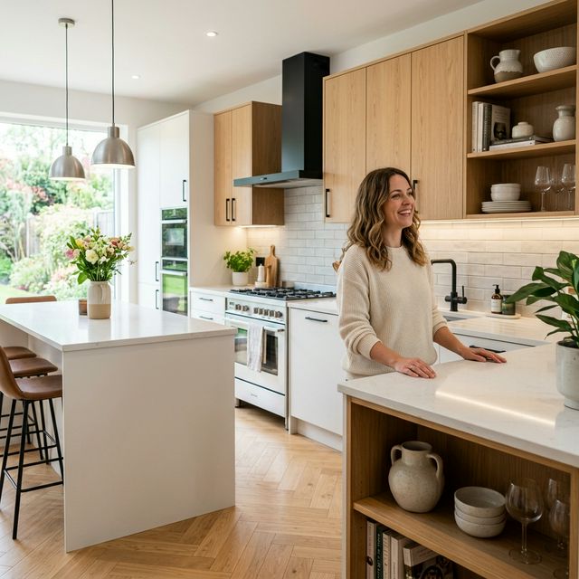 Happy client with new kitchen facelift