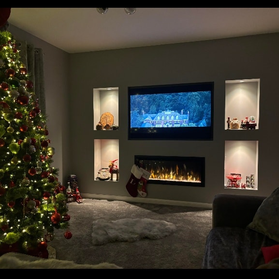 Modern media wall tailored by local construction experts for ultimate entertainment