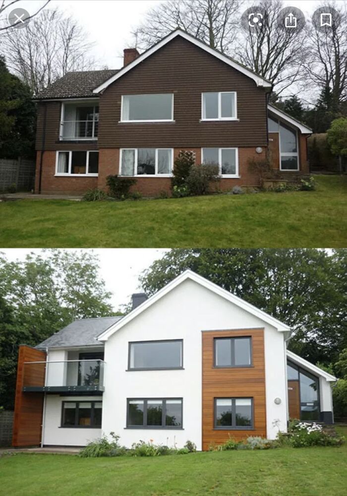 House with white rendered extension and garden — Cardiff & Caerphilly Construction