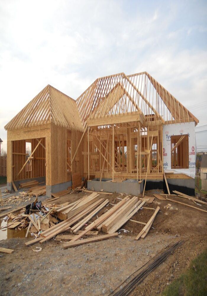 Timber roof structure under construction — Cardiff & Caerphilly Construction