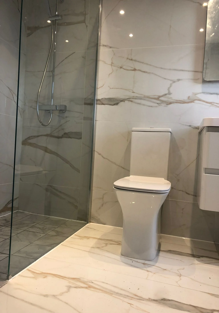 Tiled walk-in shower enclosure — Cardiff & Caerphilly Construction